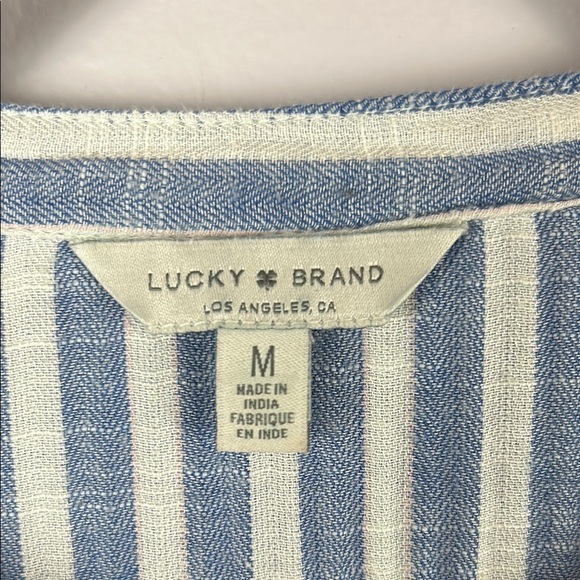 Lucky Brand Flawed Modal Blend Blue and White Half Button Up Blouse Size M - Picture 3 of 12